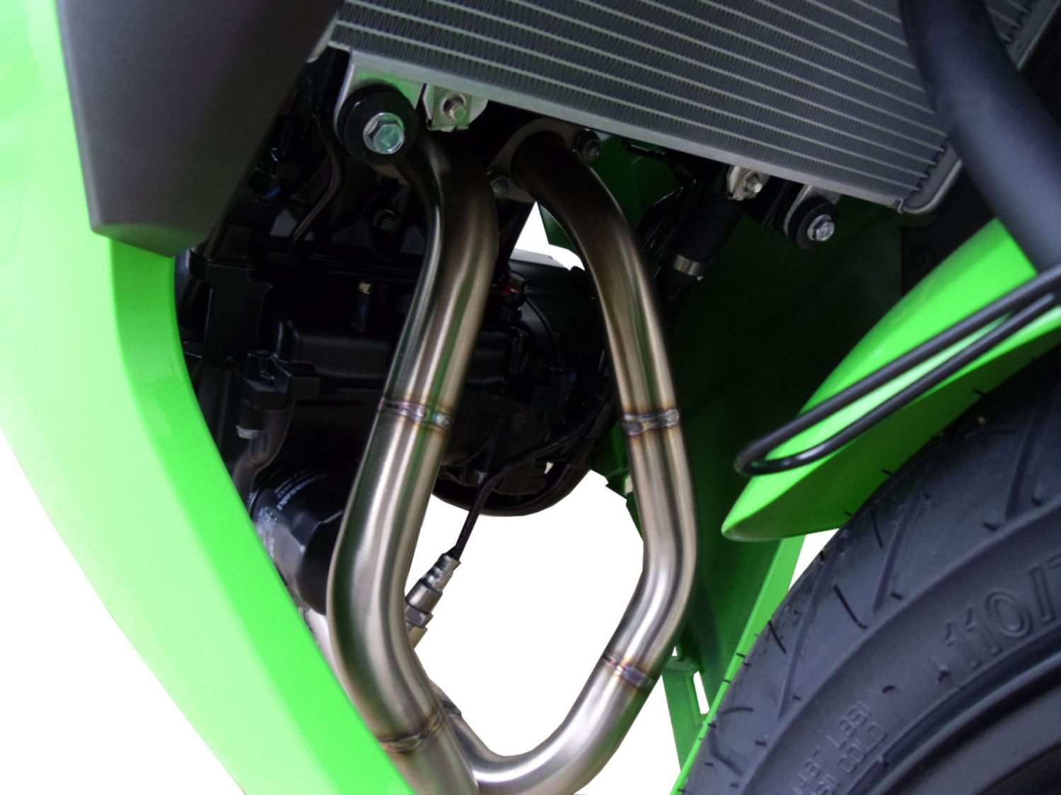 Pot echappement compatible avec Kawasaki Ninja 300 R 2012-2017, Deeptone Inox, Pot échappement complet, non légal pour les pays de l'UE, avec db killer amovible 