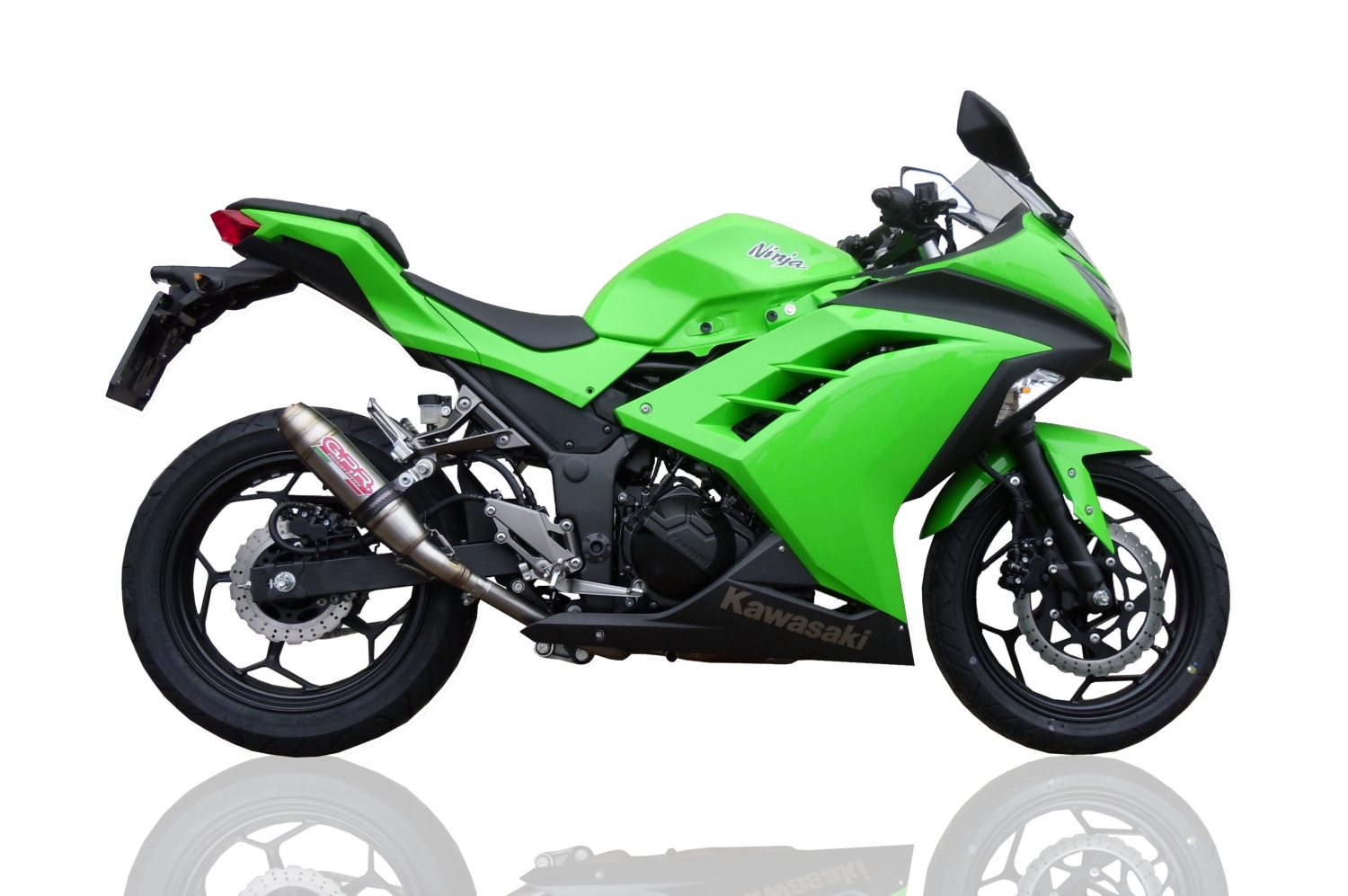Pot echappement compatible avec Kawasaki Ninja 300 R 2012-2017, Deeptone Inox, Pot échappement complet, non légal pour les pays de l'UE, avec db killer amovible 