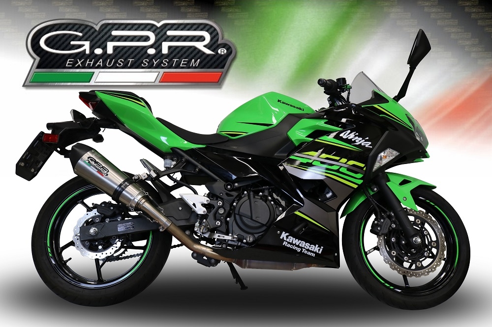 GPR exhaust compatible with  Kawasaki Ninja 500 2023-2025, New Grand Prix Evo Titanium, Slip-on exhaust including removable db killer and link pipe, EPA-compliant 