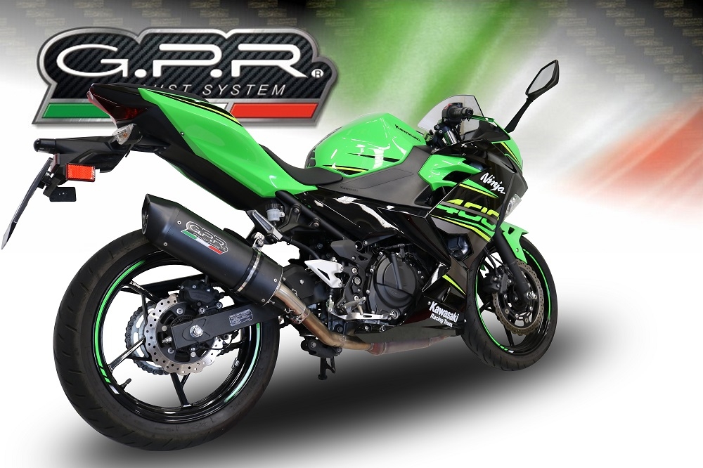 Pot echappement compatible avec Kawasaki Ninja 500 2023-2025, Furore Evo4 Nero, Échappement légal, homologué,silencieux avec db killer amovible et tuyau de liaison spécifique 