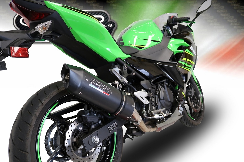Pot echappement compatible avec Kawasaki Ninja 500 2023-2025, Furore Evo4 Nero, Échappement légal, homologué,silencieux avec db killer amovible et tuyau de liaison spécifique 