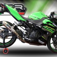 Pot echappement compatible avec Kawasaki Ninja 400 2018-2022, Powercone Evo, Échappement légal, homologué,silencieux avec db killer amovible et tuyau de liaison spécifique 