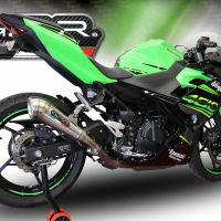 Pot echappement compatible avec Kawasaki Ninja 400 2018-2022, Powercone Evo, Échappement légal, homologué,silencieux avec db killer amovible et tuyau de liaison spécifique 