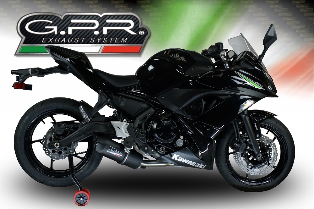 Pot echappement compatible avec Kawasaki Ninja 650 2023-2024, Furore Evo4 Poppy, Pot échappement complet, non légal pour les pays de l'UE, avec db killer amovible 