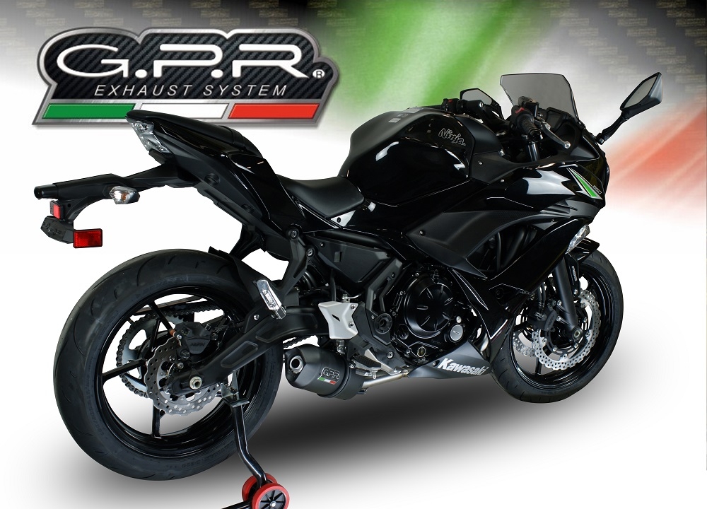 Pot echappement compatible avec Kawasaki Ninja 650 2021-2022, Furore Nero, Pot échappement complet, non légal pour les pays de l'UE, avec db killer amovible 