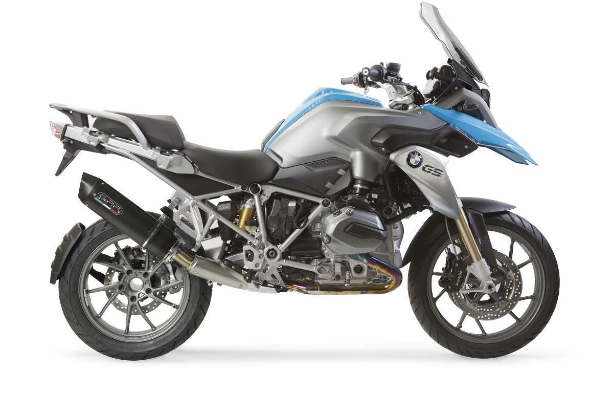 Pot echappement compatible avec Bmw R 1200 Gs -Adventure 2013-2016, Furore Nero, Échappement légal, homologué,silencieux avec db killer amovible et tuyau de liaison spécifique 