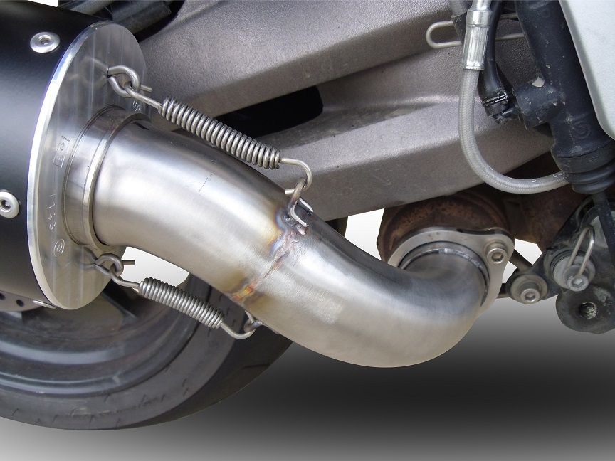 Pot echappement compatible avec Aprilia Caponord 1200 2013-2016, Satinox, Échappement légal, homologué,silencieux avec db killer amovible et tuyau de liaison spécifique 
