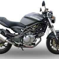 Pot echappement compatible avec Cagiva Raptor 650 2001-2005, Trioval, Paire de pot d'échappement homologuées, livrées avec db killer amovible et raccords spécifiques 