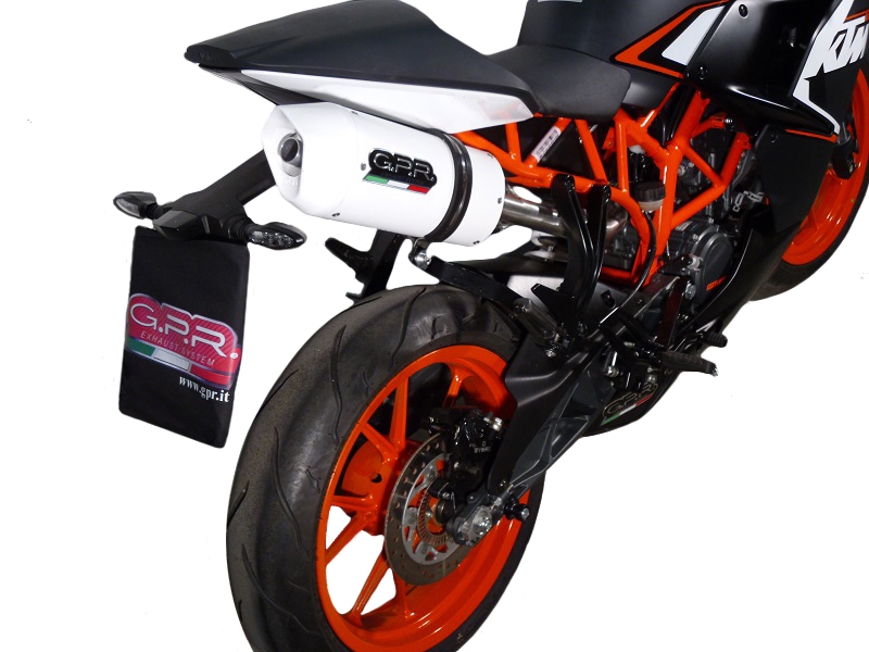 Pot echappement compatible avec Ktm Rc 125 2014-2016, Albus Ceramic, Échappement légal, homologué,silencieux avec db killer amovible et tuyau de liaison spécifique 