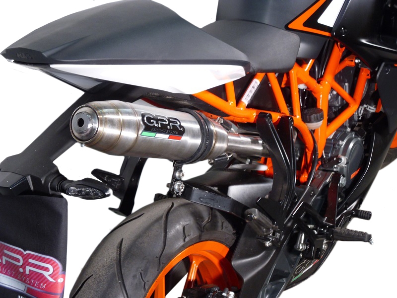 Pot echappement compatible avec Ktm Rc 200 2014-2021, Deeptone Inox, Pot échappement racing, avec les tuyaux de liaison, article sans homologation 