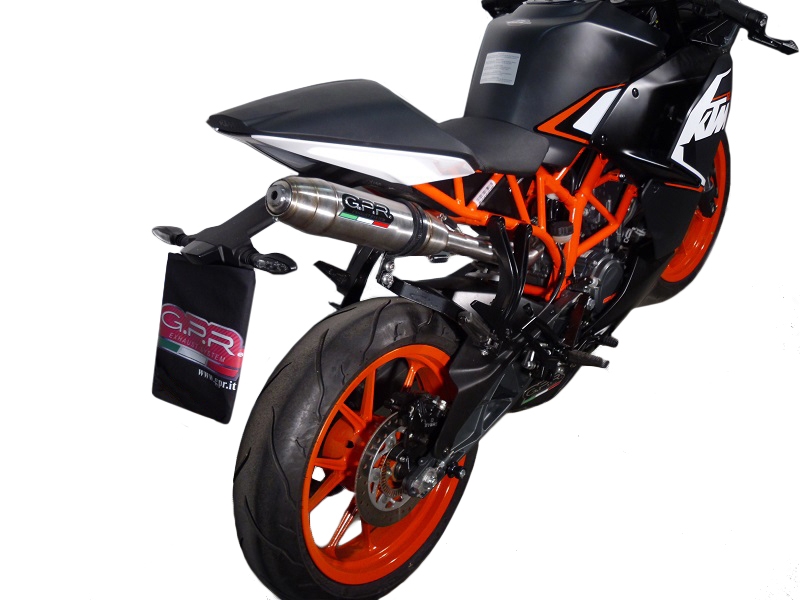 Pot echappement compatible avec Ktm Rc 200 2014-2021, Deeptone Inox, Pot échappement racing, avec les tuyaux de liaison, article sans homologation 