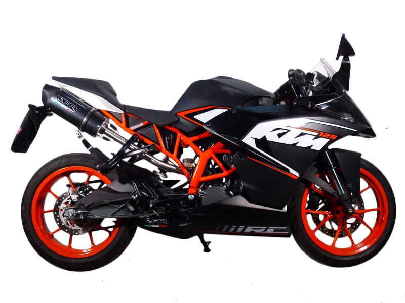 Pot echappement compatible avec Ktm Rc 125 2014-2016, Deeptone Inox, Pot échappement racing, avec les tuyaux de liaison, article sans homologation 