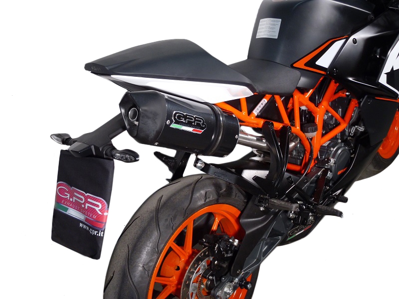 Pot echappement compatible avec Ktm Rc 125 2014-2016, Deeptone Inox, Pot échappement racing, avec les tuyaux de liaison, article sans homologation 