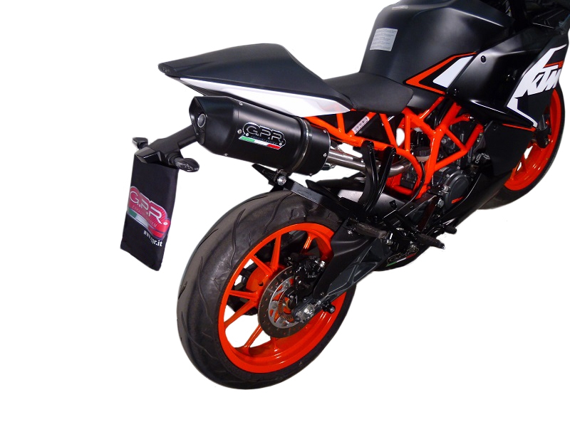 Pot echappement compatible avec Ktm Rc 200 2014-2021, Furore Nero, Pot échappement racing, avec les tuyaux de liaison, article sans homologation 