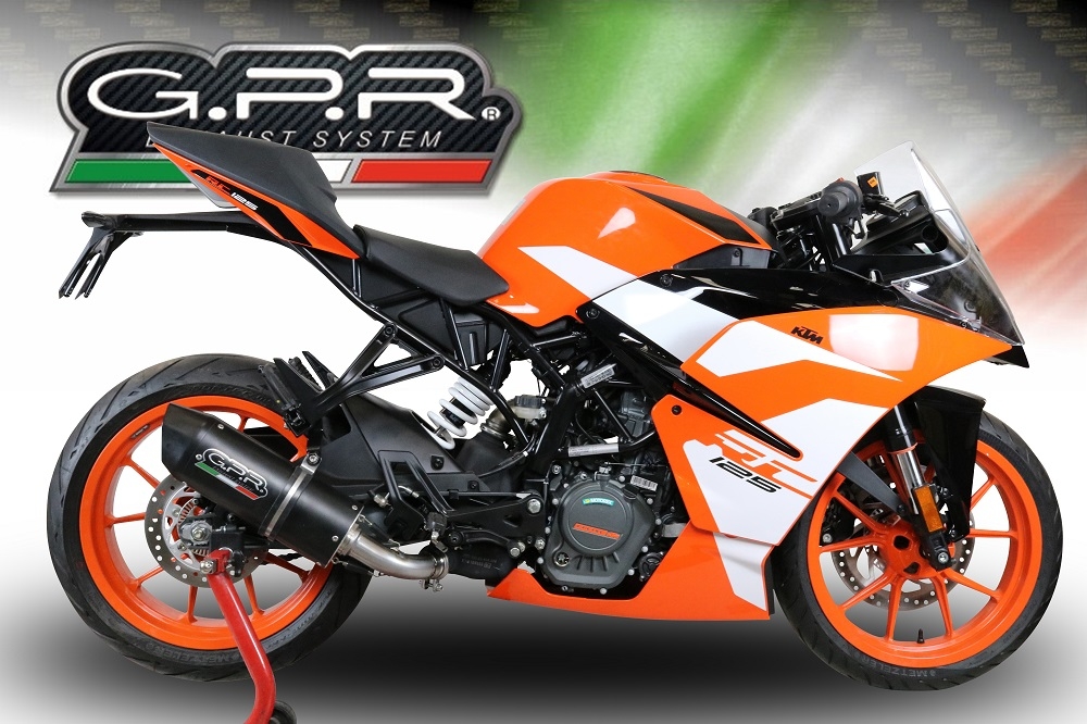 Pot echappement compatible avec Ktm Rc 125 2017-2020, Furore Evo4 Nero, Échappement légal, homologué,silencieux avec db killer amovible et tuyau de liaison spécifique 