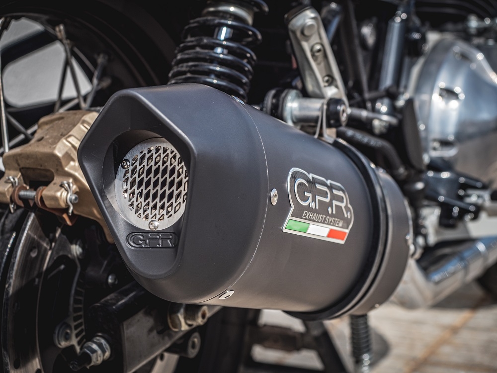 Pot echappement compatible avec Royal Enfield Interceptor 650 2021-2025, Furore Evo4 Nero, Pot échappement double, pas légal pour les pays membres de l'UE, compris db killers amovibles et les tuyaux de liaison 