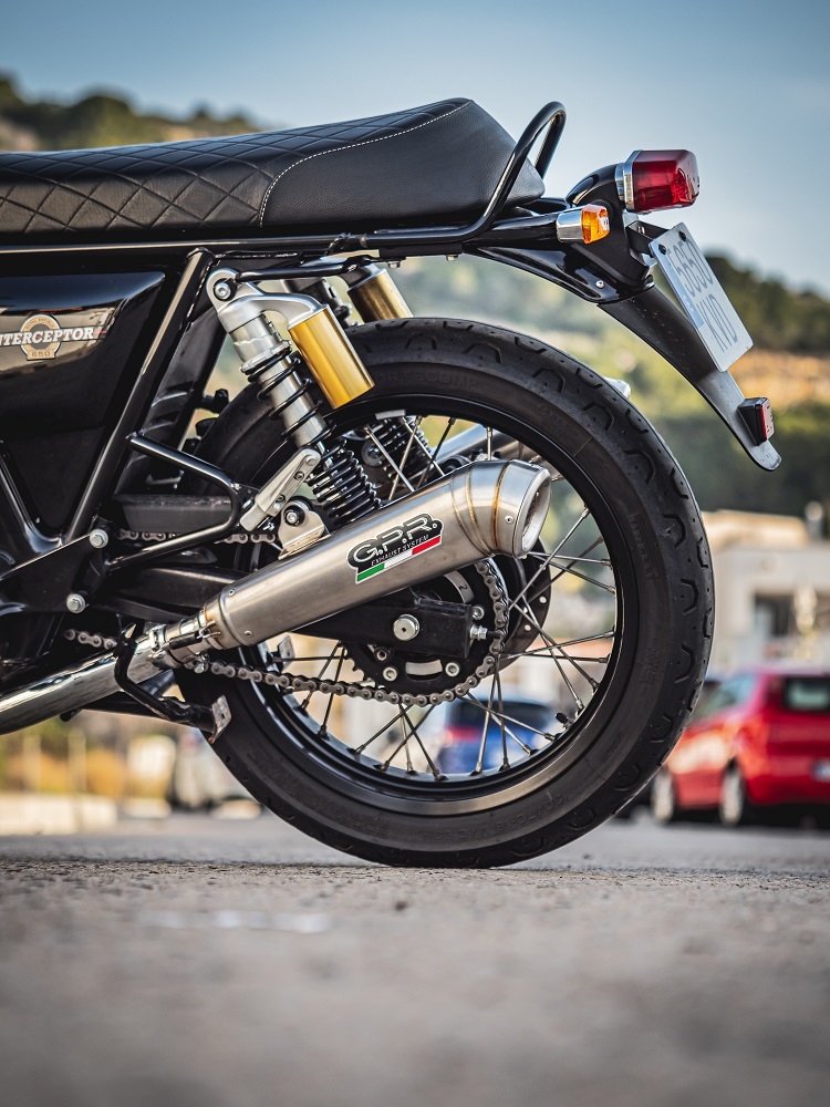 Pot echappement compatible avec Royal Enfield Interceptor 650 2021-2025, Powercone Evo, Pot échappement double, pas légal pour les pays membres de l'UE, compris db killers amovibles et les tuyaux de liaison 