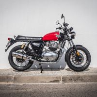 Pot echappement compatible avec Royal Enfield Continental 650 2021-2024, Satinox, Pot échappement double, pas légal pour les pays membres de l'UE, compris db killers amovibles et les tuyaux de liaison 