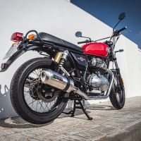 Pot echappement compatible avec Royal Enfield Continental 650 2021-2024, Satinox, Pot échappement double, pas légal pour les pays membres de l'UE, compris db killers amovibles et les tuyaux de liaison 