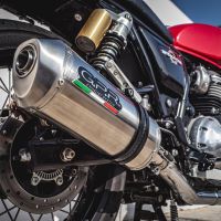 Pot echappement compatible avec Royal Enfield Continental 650 2021-2024, Satinox, Pot échappement double, pas légal pour les pays membres de l'UE, compris db killers amovibles et les tuyaux de liaison 