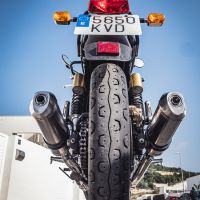 Pot echappement compatible avec Royal Enfield Continental 650 2021-2024, Satinox, Pot échappement double, pas légal pour les pays membres de l'UE, compris db killers amovibles et les tuyaux de liaison 