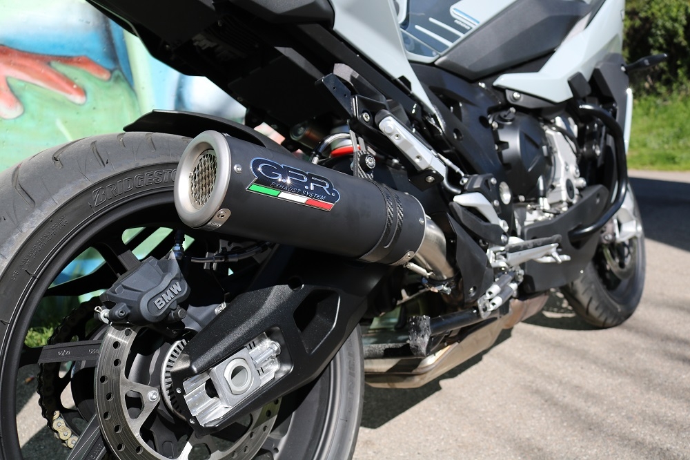 Pot echappement compatible avec Bmw S 1000 XR -M 2020-2025, M3 Black Titanium, Échappement légal, homologué,silencieux avec db killer amovible et tuyau de liaison spécifique 