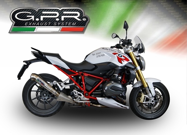 Pot echappement compatible avec Bmw R 1200 R 2015 Lc 2015-2016, Powercone Evo, Échappement légal, homologué,silencieux avec db killer amovible et tuyau de liaison spécifique 