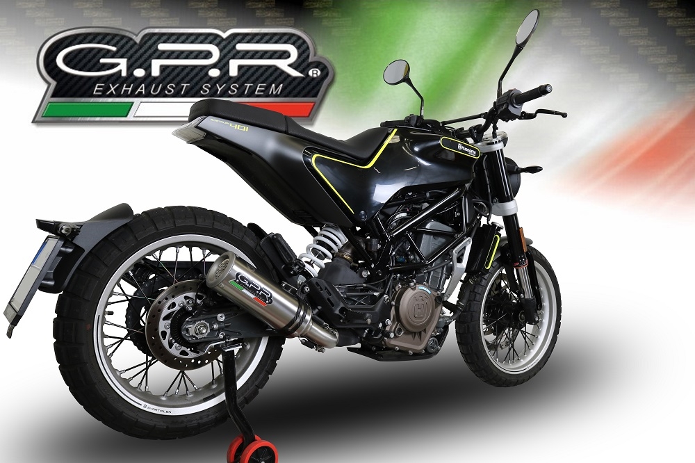 Pot echappement compatible avec Husqvarna Svartpilen 401 2018-2019, M3 Inox , Échappement légal, homologué,silencieux avec db killer amovible et tuyau de liaison spécifique 