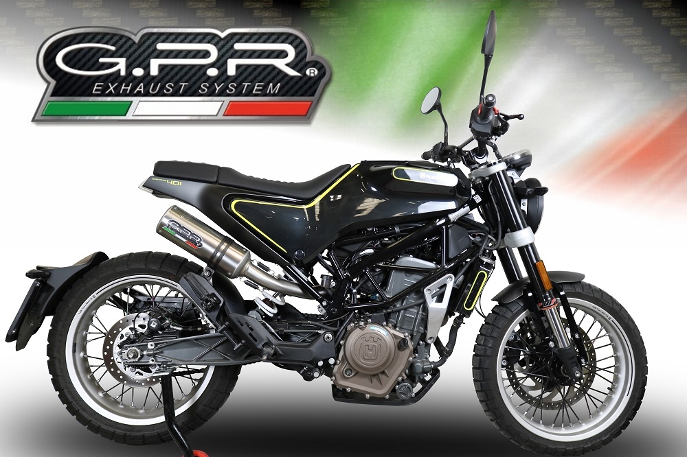 GPR exhaust compatible with  Husqvarna Svartpilen 401 2018-2019, M3 Titanium Natural, Mid-Full system exhaust including removeble db killer and catalyst, EPA-compliant 