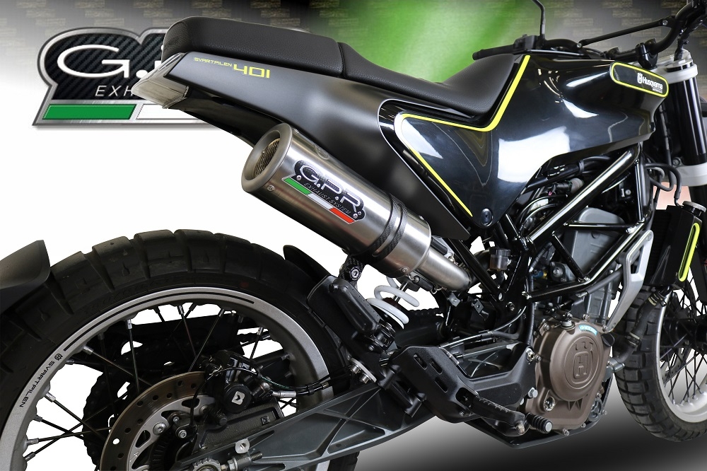 GPR exhaust compatible with  Husqvarna Svartpilen 401 2018-2019, M3 Titanium Natural, Mid-Full system exhaust including removeble db killer and catalyst, EPA-compliant 