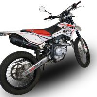 Pot echappement compatible avec Beta RR 125 Enduro Lc 4t 2010-2018, Furore Nero, Échappement légal, homologué,silencieux avec db killer amovible et tuyau de liaison spécifique 