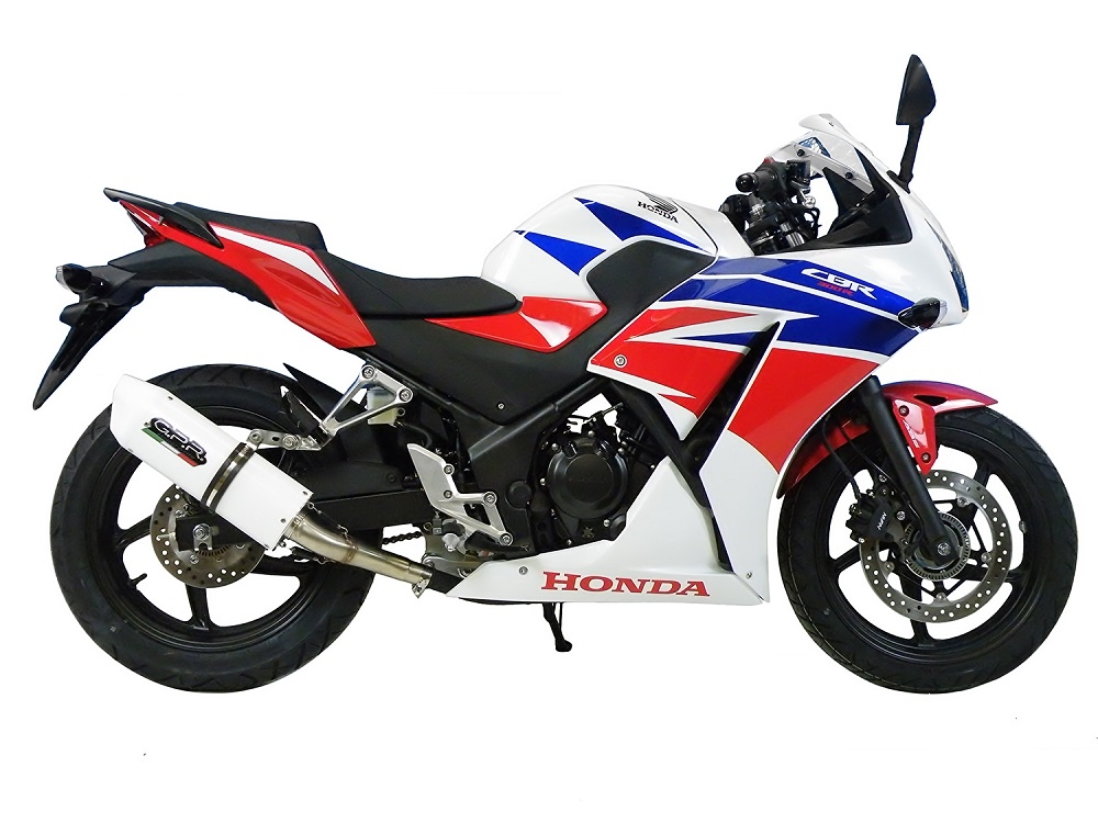 Pot echappement compatible avec Honda Cbr 300 R 2014-2016, Albus Ceramic, Échappement légal, homologué,silencieux avec db killer amovible et tuyau de liaison spécifique 
