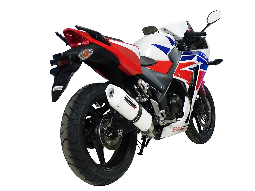Pot echappement compatible avec Honda Cbr 300 R 2014-2016, Albus Ceramic, Échappement légal, homologué,silencieux avec db killer amovible et tuyau de liaison spécifique 