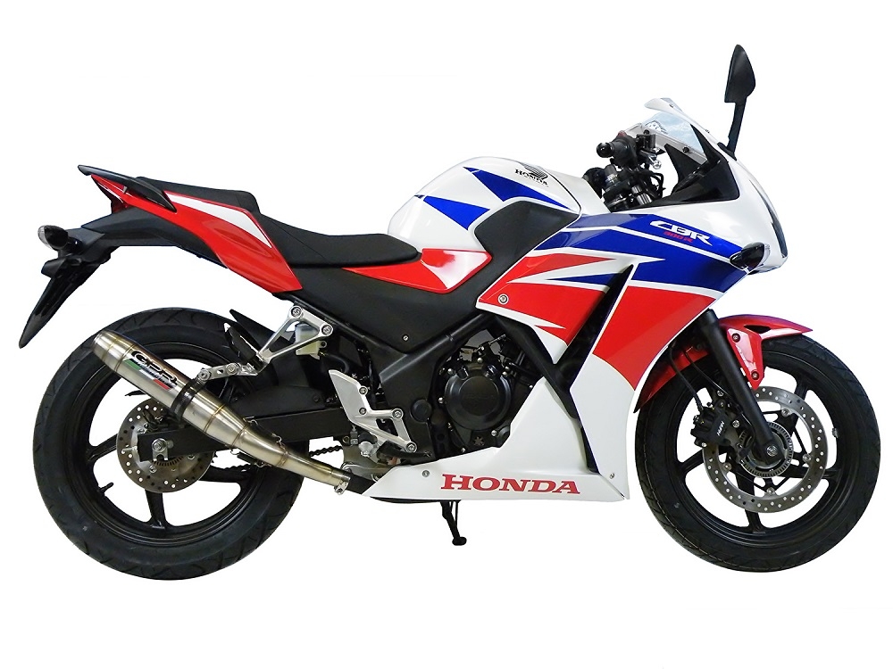 Pot echappement compatible avec Honda Cbr 300 R 2014-2016, Deeptone Inox, Pot échappement racing, avec les tuyaux de liaison, article sans homologation 