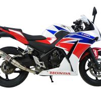 Pot echappement compatible avec Honda Cbr 300 R 2014-2016, Deeptone Inox, Pot échappement racing, avec les tuyaux de liaison, article sans homologation 