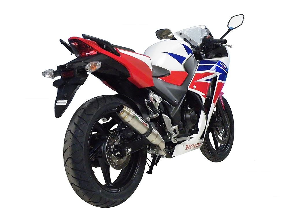 Pot echappement compatible avec Honda Cbr 300 R 2014-2016, Deeptone Inox, Pot échappement racing, avec les tuyaux de liaison, article sans homologation 