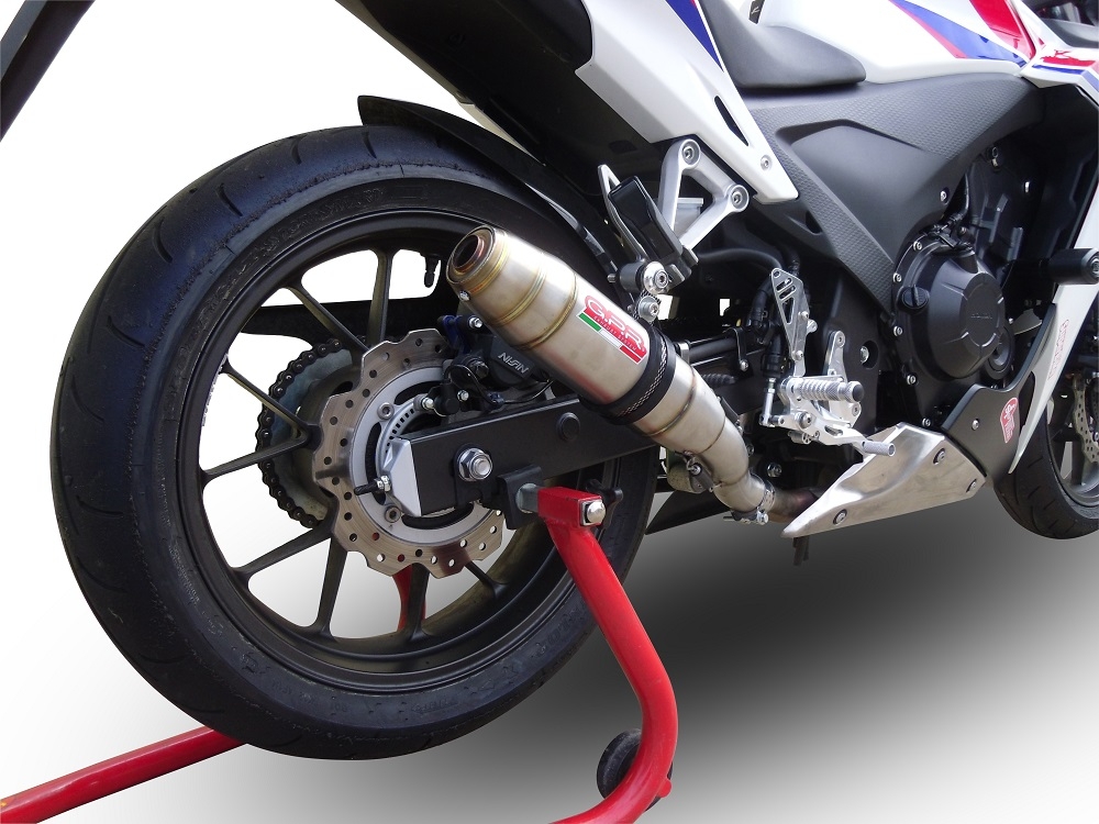 Pot echappement compatible avec Honda Cbr 500 R 2019-2022, Deeptone Inox, Échappement légal, homologué,silencieux avec db killer amovible et tuyau de liaison spécifique 