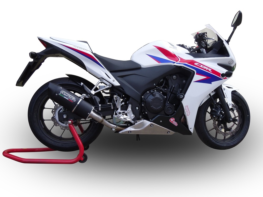 Pot echappement compatible avec Honda Cbr 500 R 2012-2016, Furore Nero, Échappement légal, homologué,silencieux avec db killer amovible et tuyau de liaison spécifique 
