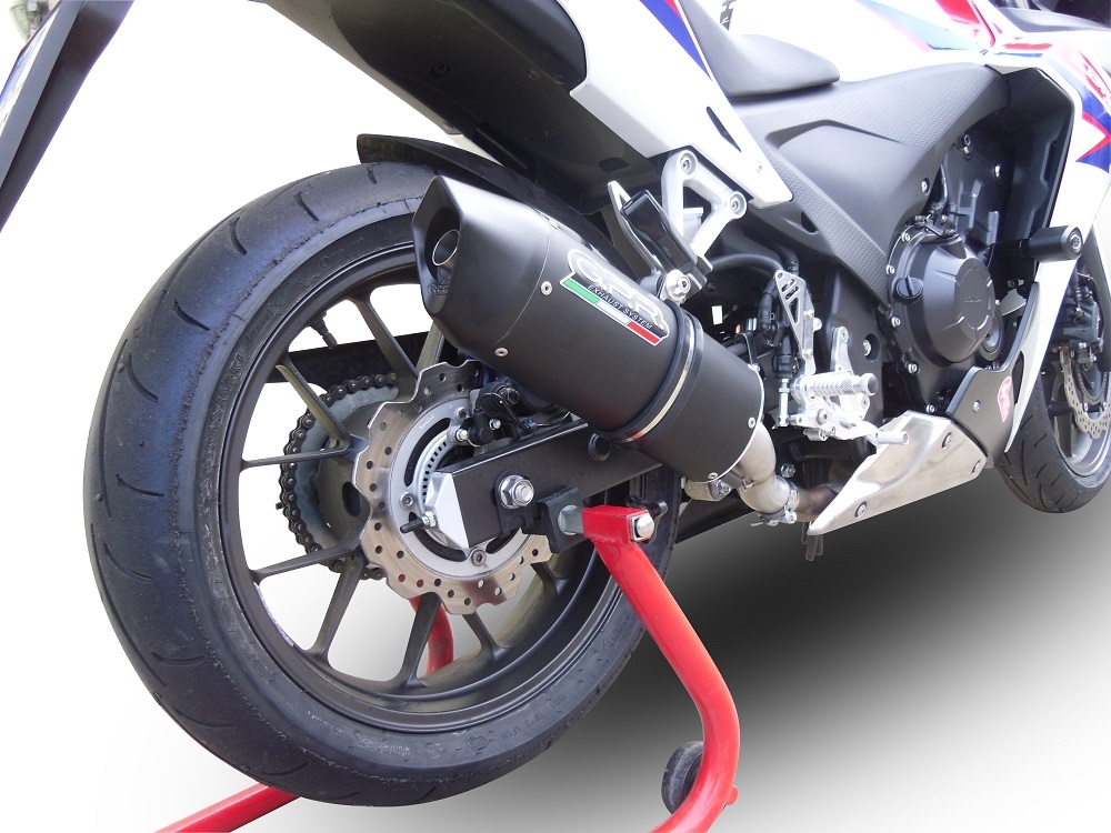 Pot echappement compatible avec Honda Cbr 500 R 2012-2016, Furore Nero, Échappement légal, homologué,silencieux avec db killer amovible et tuyau de liaison spécifique 