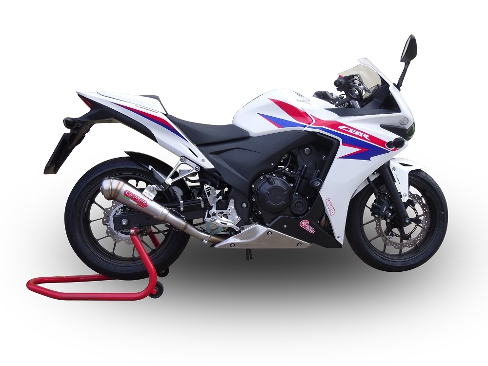 Pot echappement compatible avec Honda Cbr 500 R 2012-2016, Powercone Evo, Échappement légal, homologué,silencieux avec db killer amovible et tuyau de liaison spécifique 
