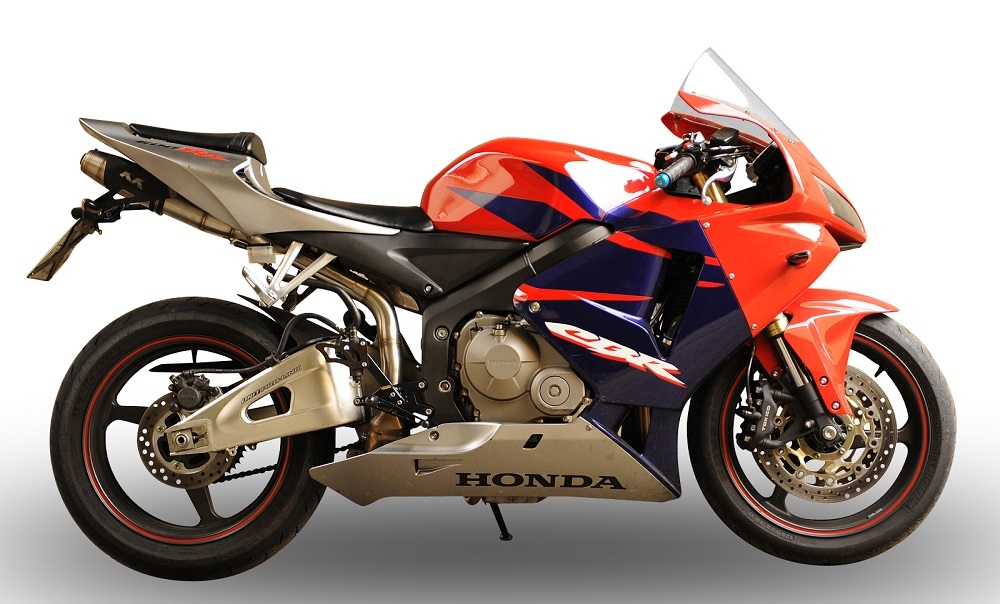 Pot echappement compatible avec Honda Cbr 600 Rr 2007-2018, Deeptone Inox, Pot échappement racing, avec les tuyaux de liaison, article sans homologation 