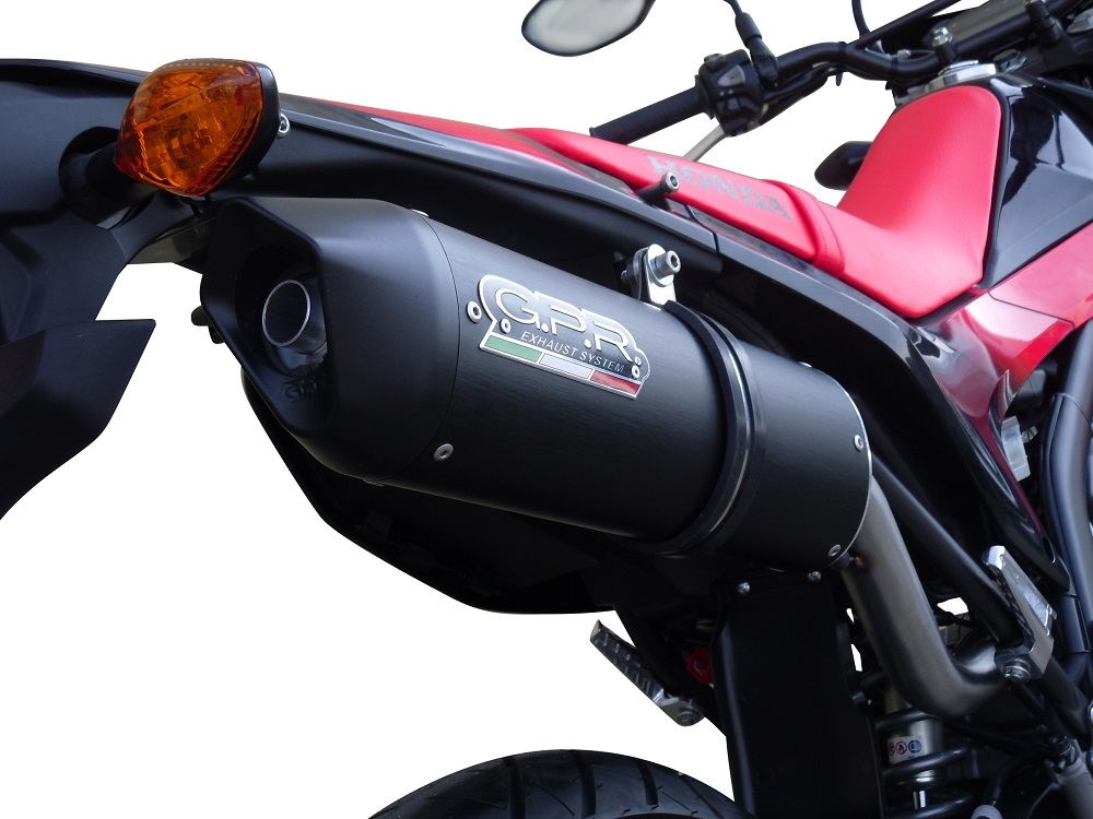 Pot echappement compatible avec Honda Crf 250 M 2013-2016, Furore Nero, Pot échappement complet, non légal pour les pays de l'UE, avec db killer amovible 