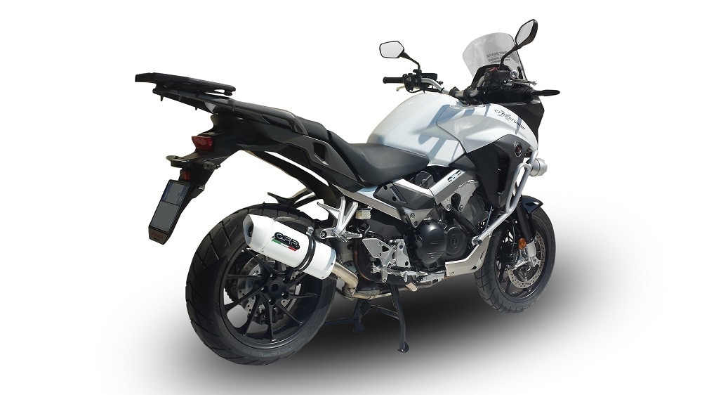 Pot echappement compatible avec Honda Crossrunner 800 Vfr 800 X 2015-2016, Albus Ceramic, Échappement légal, homologué,silencieux avec db killer amovible et tuyau de liaison spécifique 
