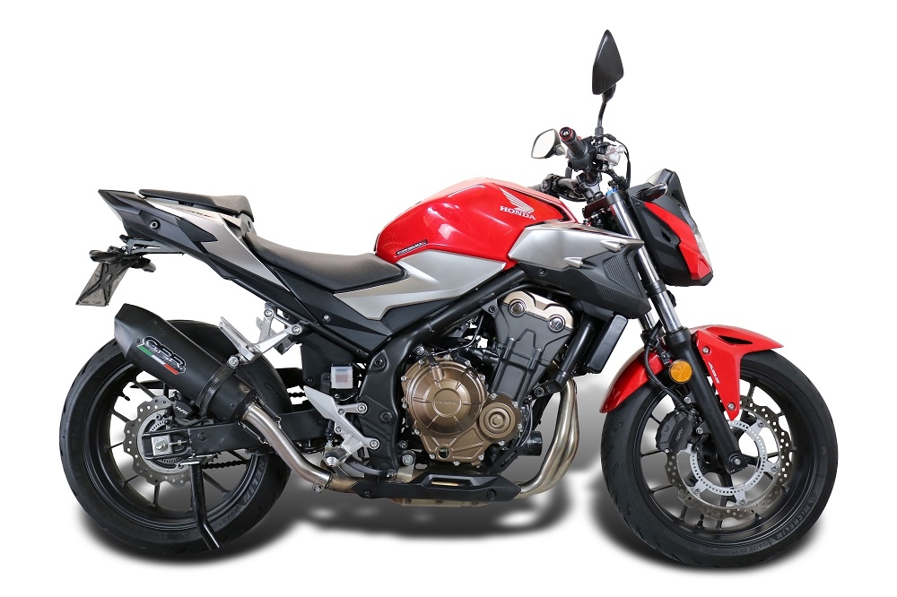 GPR pot echappement compatible avec  Honda Cb 500 F 2021-2025, New Grand Prix Evo Black Titanium, Échappement légal, homologué,silencieux avec db killer amovible et tuyau de liaison spécifique 