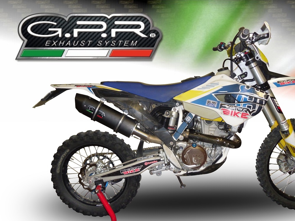 Pot echappement compatible avec Husqvarna FE 350 2014-2016, Furore Nero, Échappement légal, homologué,silencieux avec db killer amovible et tuyau de liaison spécifique 