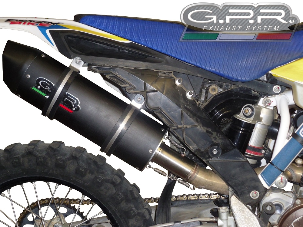 Pot echappement compatible avec Husqvarna FE 350 2014-2016, Furore Nero, Échappement légal, homologué,silencieux avec db killer amovible et tuyau de liaison spécifique 