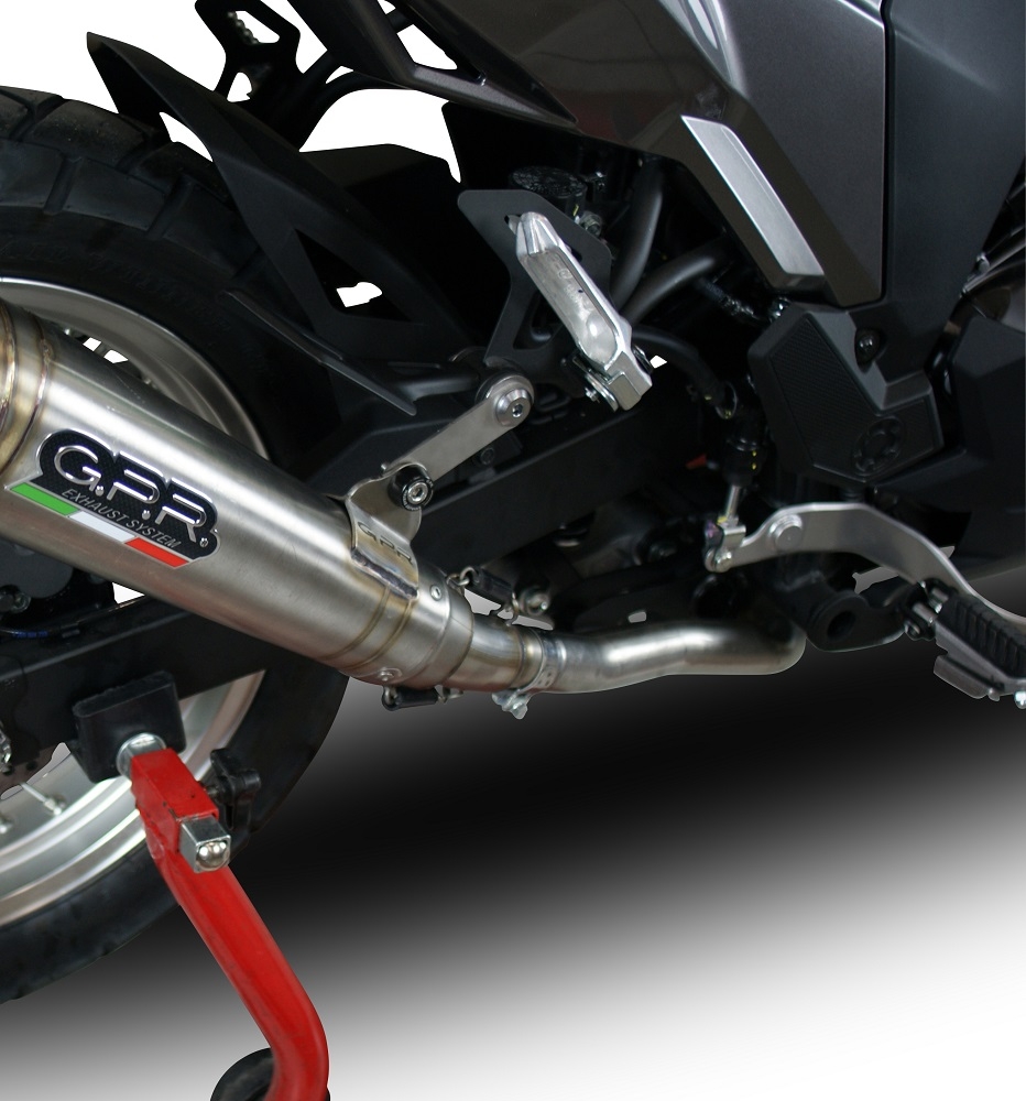 GPR pot echappement compatible avec  Kawasaki Versys-X 300 2017-2021, Powercone Evo, Échappement légal, homologué,silencieux avec catalyseur, db killer amovible et tuyau de liaison spécifique 