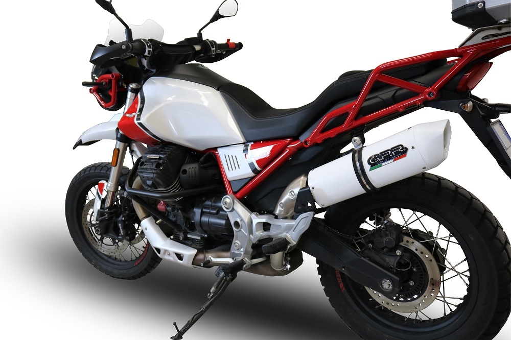 Pot echappement compatible avec Moto Guzzi V85 TT 2021-2024, Albus Evo4, Échappement légal, homologué,silencieux avec db killer amovible et tuyau de liaison spécifique 