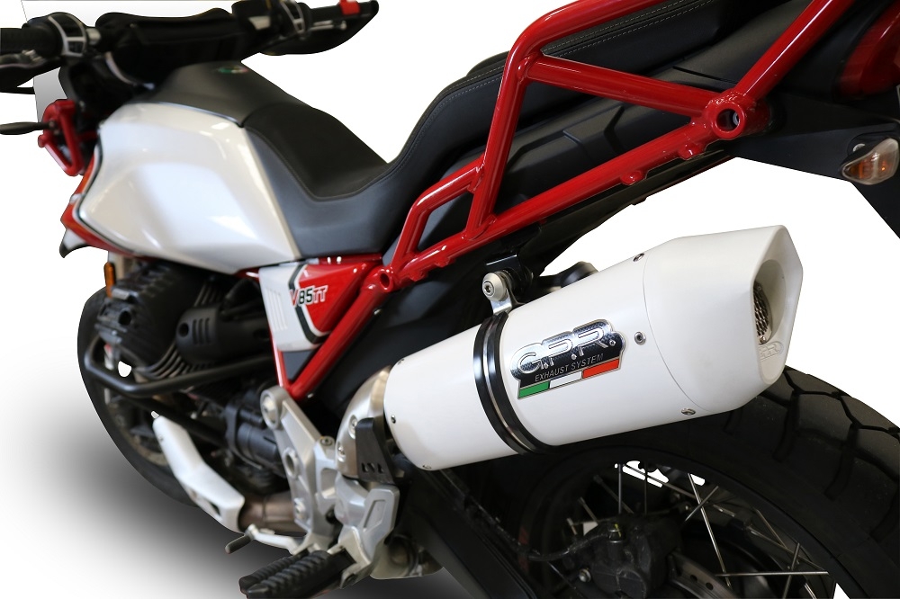 Pot echappement compatible avec Moto Guzzi V85 TT 2021-2024, Albus Evo4, Échappement légal, homologué,silencieux avec db killer amovible et tuyau de liaison spécifique 