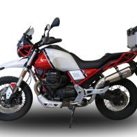 GPR exhaust compatible with  Moto Guzzi V85TT 2021-2024, New Grand Prix Evo Titanium, Slip-on exhaust including removable db killer and link pipe, EPA-compliant 